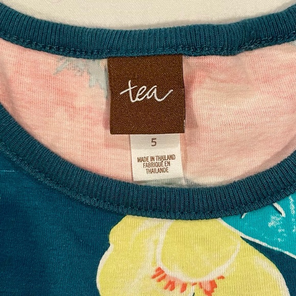 New Tea Collection Coral Fern Mighty Mini Dress Girls 5 Floral Cotton Flowers - Picture 4 of 4